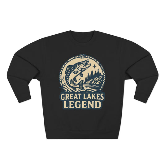 Great Lakes Legend Unisex Crewneck Sweatshirt | Cozy Outdoors Vibe, Perfect for Nature Lovers, Gift for Fishermen, Casual Wear, Fall Fashion