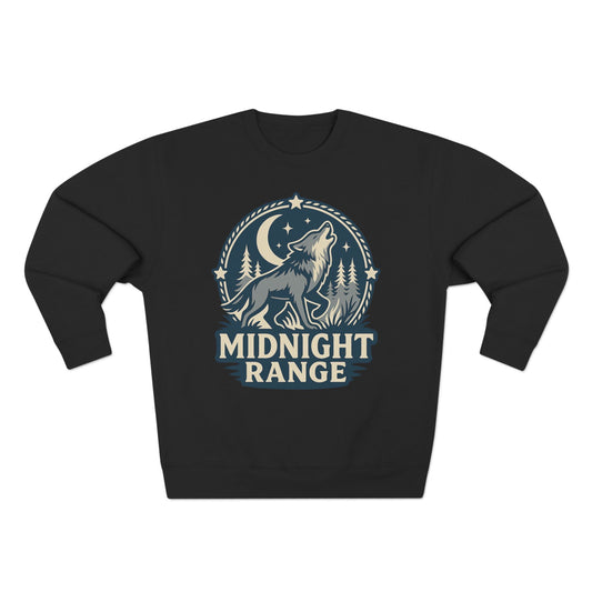 Midnight Range Wolf Sweatshirt | Cozy Unisex Crewneck | Perfect for Nature Lovers, Fall Adventures, and Bonfire Nights