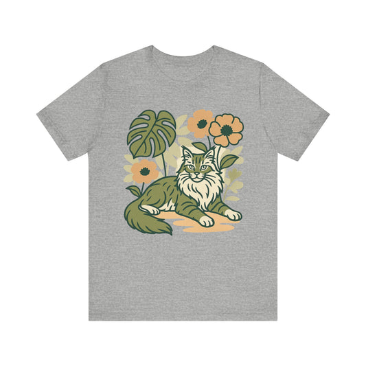 Cat with Plants Tee, Unisex Graphic Shirt, Pawsome Travel Shirt, Pet Lover Gift, Outdoor Adventure Apparel