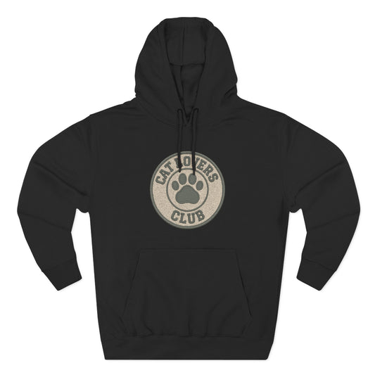 Cat Lovers Club Signature Fleece Hoodie with Back Print - Pet Parent Gift, Cozy Cat Hoodies, Animal Lover Wardrobe, Comfortable Hooded Sweatshirt Musthaves