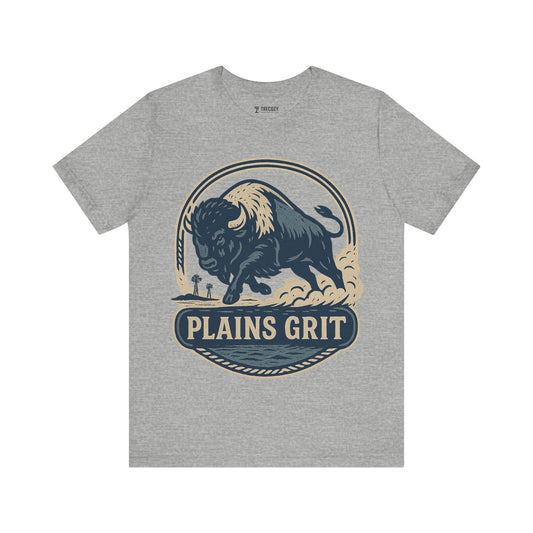 Plains Grit Unisex Tee – Vintage Graphic Bison T-Shirt for Outdoorsy Souls, Perfect Gift for Adventurers, Casual Wear, or Travel