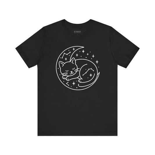 Cozy Cat Moon T-Shirt - Relaxed Tee for Cat Lovers, Perfect Gift for Birthdays, Holidays, or Casual Wear, Soft Cotton Top, Animal Lovers Tee