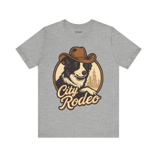 City Rodeo Unisex Tee – Vintage Graphic Dog T-Shirt for Outdoorsy Souls, Perfect Gift for Adventurers, Casual Wear, or Travel
