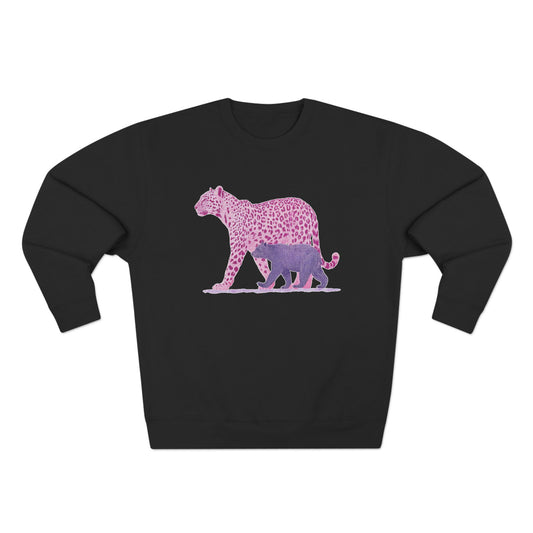 Pink Leopard Unisex Crewneck Sweatshirt, Animal Lover Gift, Eco-Friendly Apparel, Matching Sweatshirts