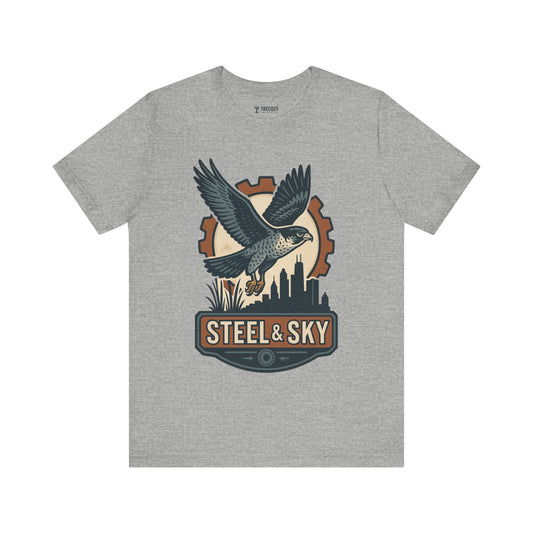 Steel and Sky Unisex Tee – Vintage Graphic Bird T-Shirt for Outdoorsy Souls, Perfect Gift for Adventurers, Casual Wear, or Travel