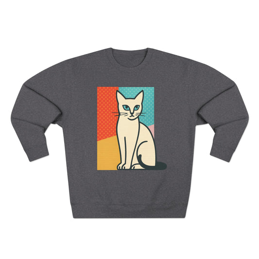Modern Art Cat Unisex Crewneck Sweatshirt, Cat Lover Gift, Cozy Sweater for Pet Owners, Cute Animal Apparel, Perfect for Birthdays, Holidays
