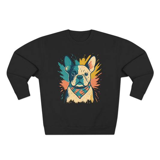 Colorful French Bulldog Crewneck Sweatshirt, Dog Lover Gift, Casual Outfit, Pet Parent Apparel, Animal Art Apparel