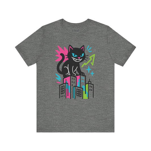 Catzilla Bold Cat Urban Tee - Graphic Rainbow Cat Shirt, Unisex Streetwear, Fun Graphic Tee, Cat Lover Gift, Vintage Style Clothing