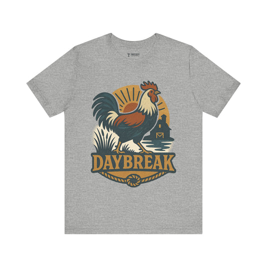 Daybreak Unisex Tee – Vintage Graphic Rooster T-Shirt for Outdoorsy Souls, Perfect Gift for Adventurers, Casual Wear, or Travel
