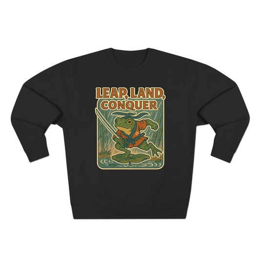 Ukiyo-e Whimsical Frog Adventure Sweatshirt | Leap Land Conquer Unisex Crewneck | Perfect for Nature Lovers, Gift for Friends, Cozy Casual Wear