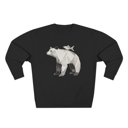 Geometric Bear Crewneck Sweatshirt, Cozy Sweatshirt, Nature Lover Gift, Animal Sweatshirt, Casual Wear, Unisex Fashion