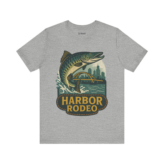 Harbor Rodeo Unisex Tee – Vintage Fish City Skyline Harbor Bridge Graphic T-Shirt for Outdoorsy Souls, Perfect Gift for Adventurers, Casual Wear, or Travel