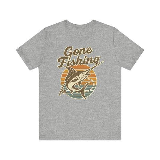 Fishing-Themed Unisex Jersey Tee - Gone Fishing T-Shirt, Outdoor Enthusiast Gift, Summer Apparel, Casual Wear, Fishing Trip Essentials