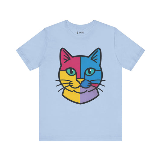Colorful Cat Tee, Cozy Cat Lover Shirt, Gift for Pet Owners, Trending Cute Animal Top, Nature Inspired Fashion