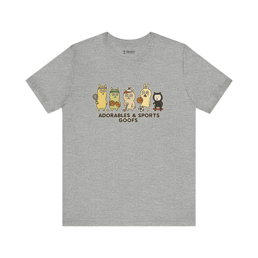Adorables & Sports Goofs – Cute Animal Sports Cartoon T-Shirt, Fun Playful Graphic Tee