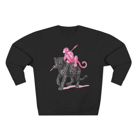 Leopard and Monkey Crewneck Sweatshirt, Cozy Sweatshirt, Nature Lover Gift, Animal Sweatshirt, Casual Wear, Unisex Fashion