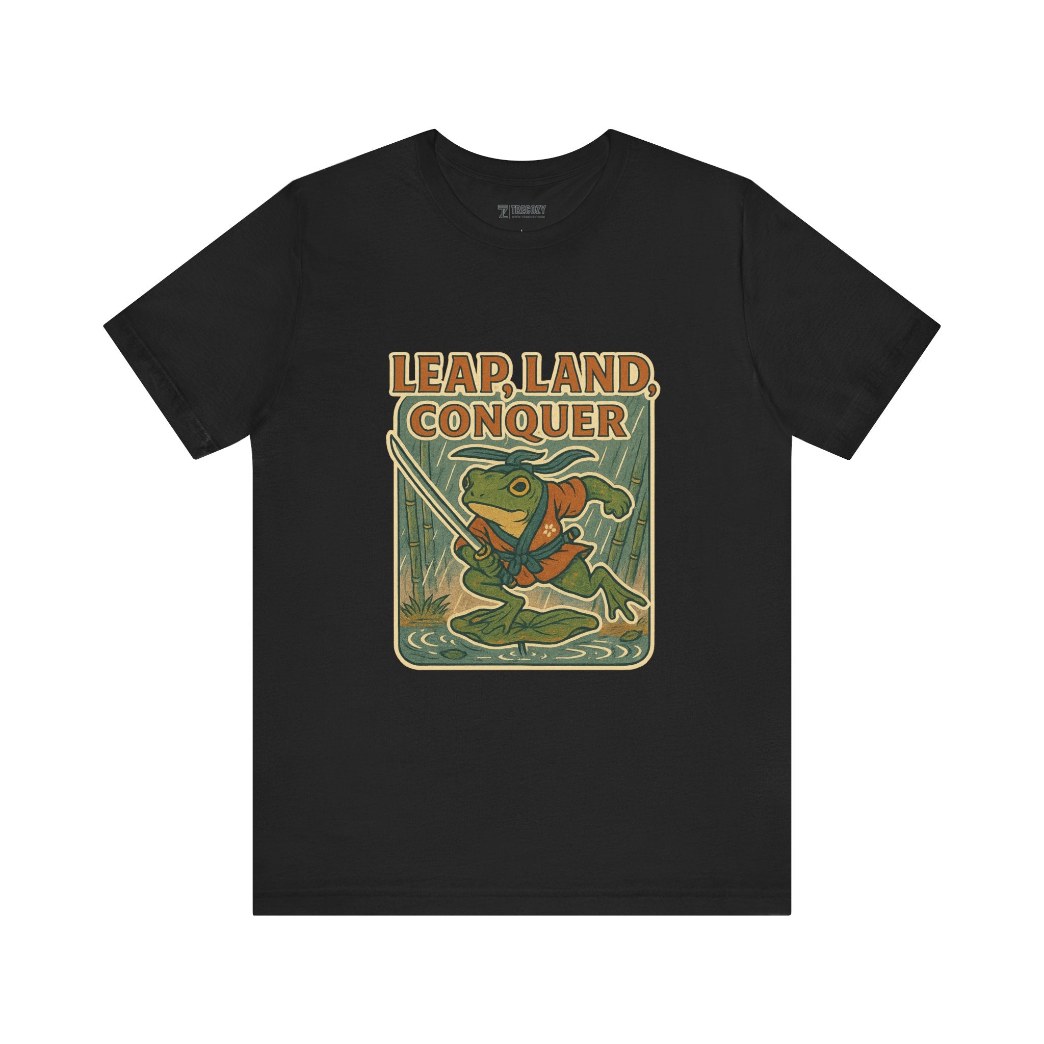 Leap, Land, Conquer – Japanese Ukiyo-e Warrior Frog T-Shirt, Funny Graphic Art Tee