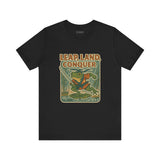 Leap, Land, Conquer – Japanese Ukiyo-e Warrior Frog T-Shirt, Funny Graphic Art Tee