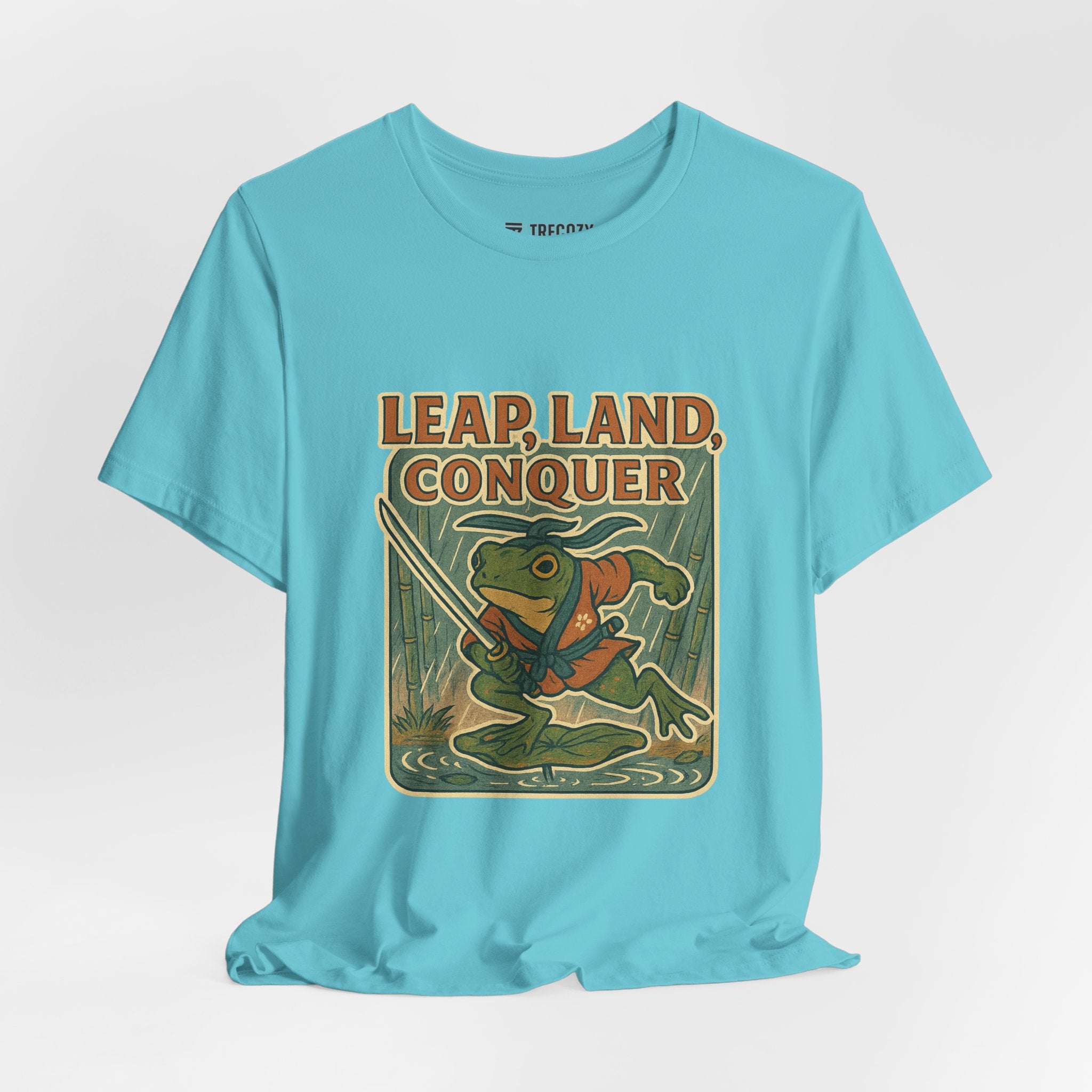 Leap, Land, Conquer – Japanese Ukiyo-e Warrior Frog T-Shirt, Funny Graphic Art Tee