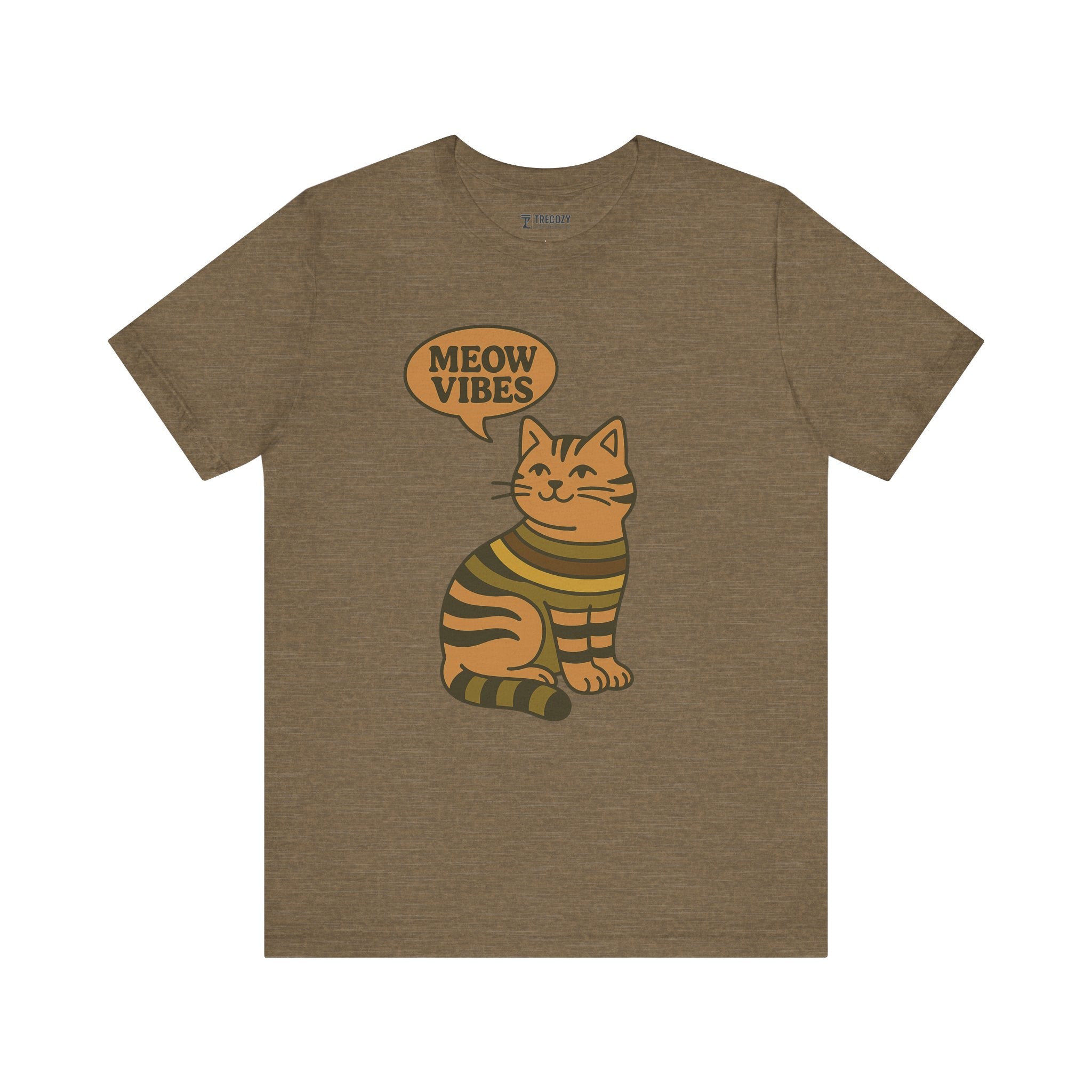 Meow Vibes Cat Tee, Cozy Cat Lover Shirt, Gift for Pet Owners, Trending Cute Animal Top, Nature Inspired Fashion
