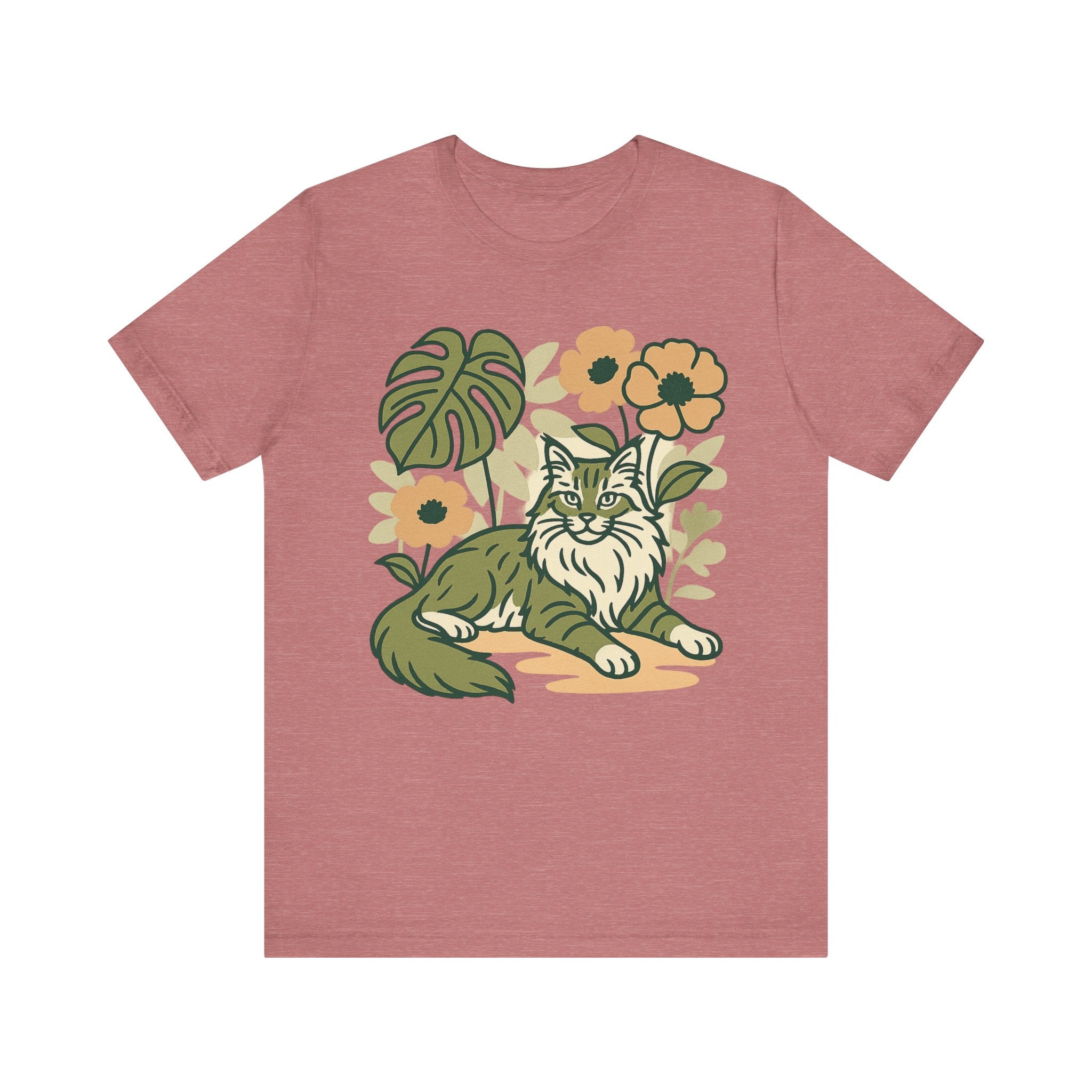 Cat with Plants Tee, Unisex Graphic Shirt, Pawsome Travel Shirt, Pet Lover Gift, Outdoor Adventure Apparel