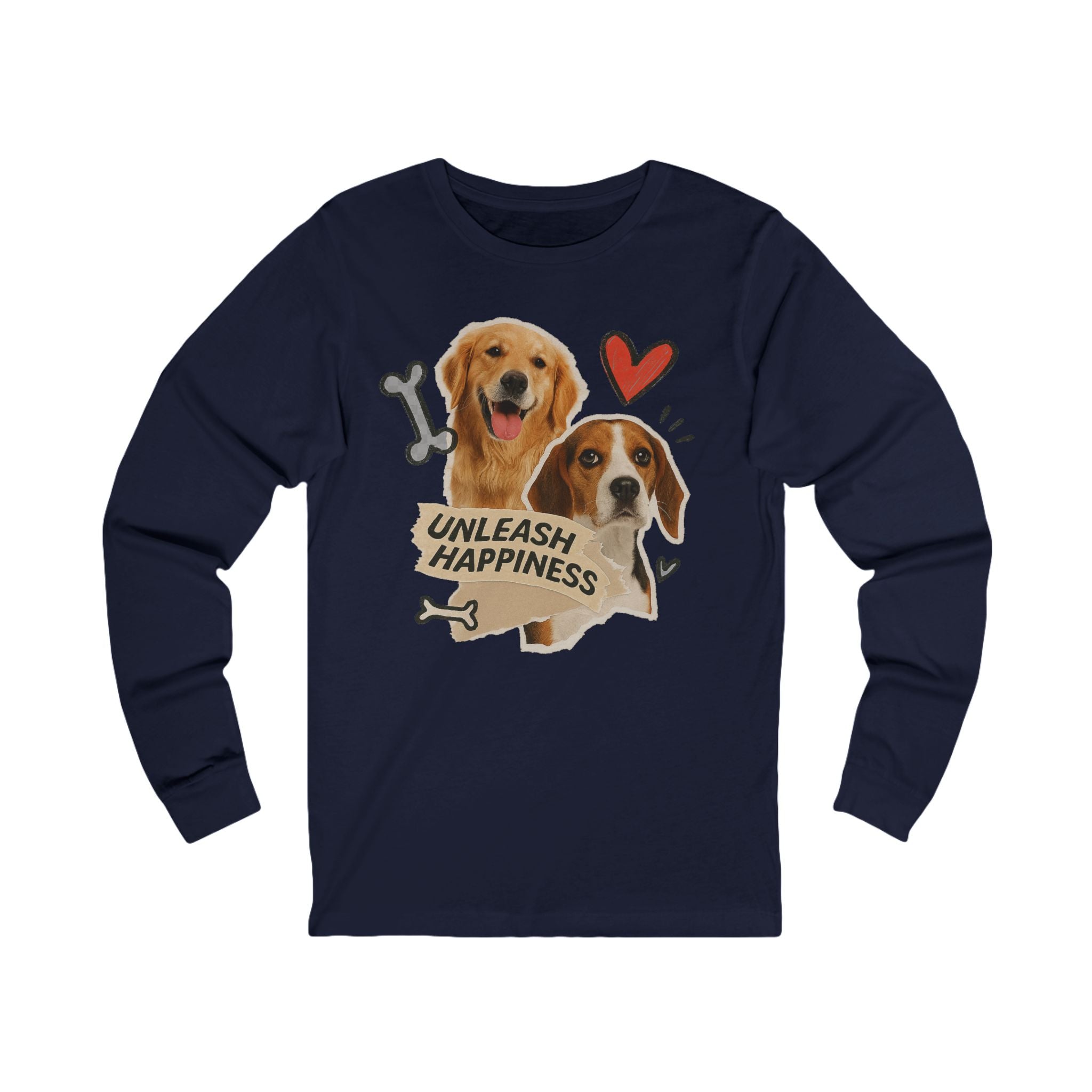 Unleash Happiness Dog Lover Long Sleeve Tee, Pet Owner Shirt, Gift for Dog Mom, Animal Lover Apparel, Cozy Fall Outfit