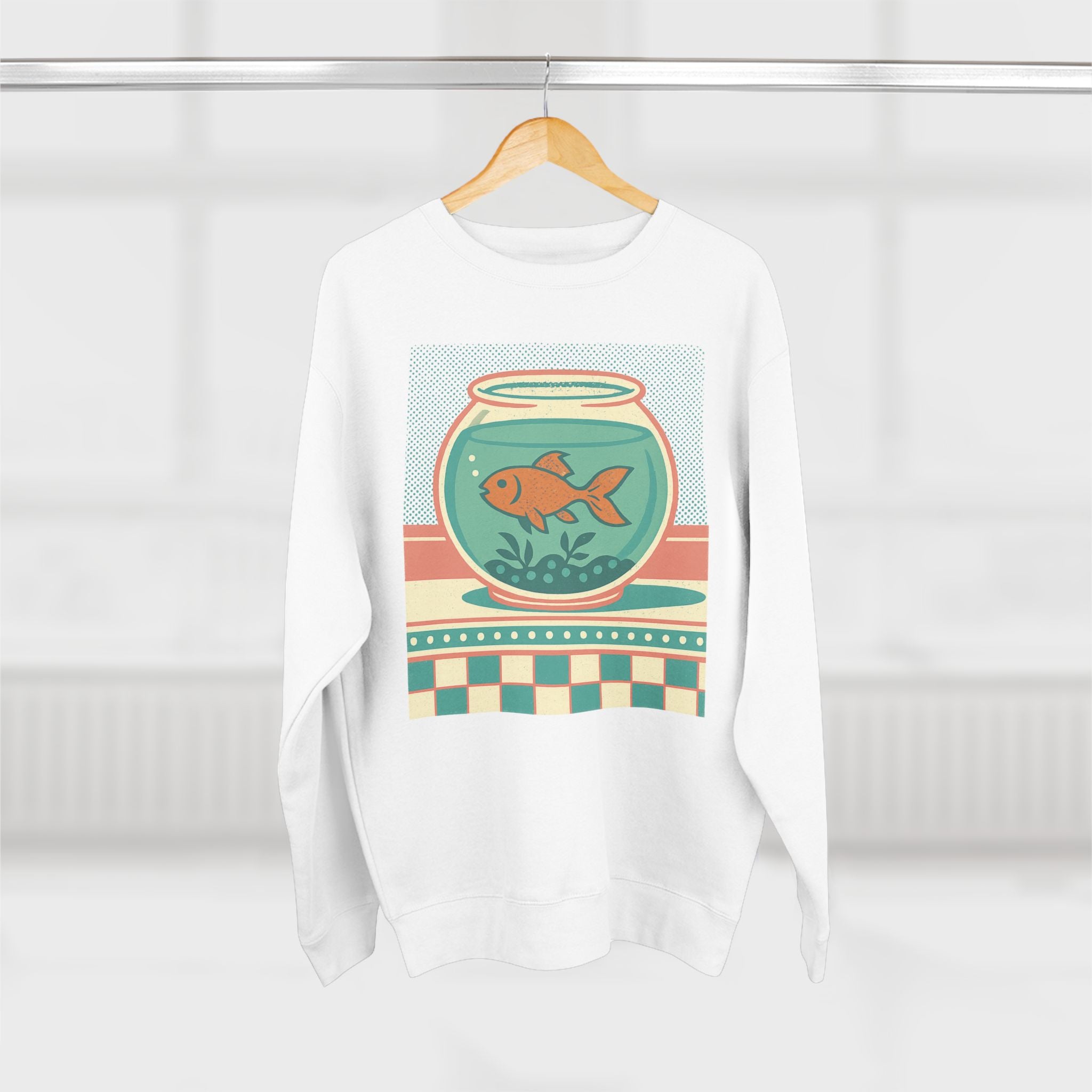 Whimsical Goldfish Sweatshirt, Cozy Crewneck, Fun Gift Idea, Aquatic Theme, Casual Wear, Perfect for Fish Lovers