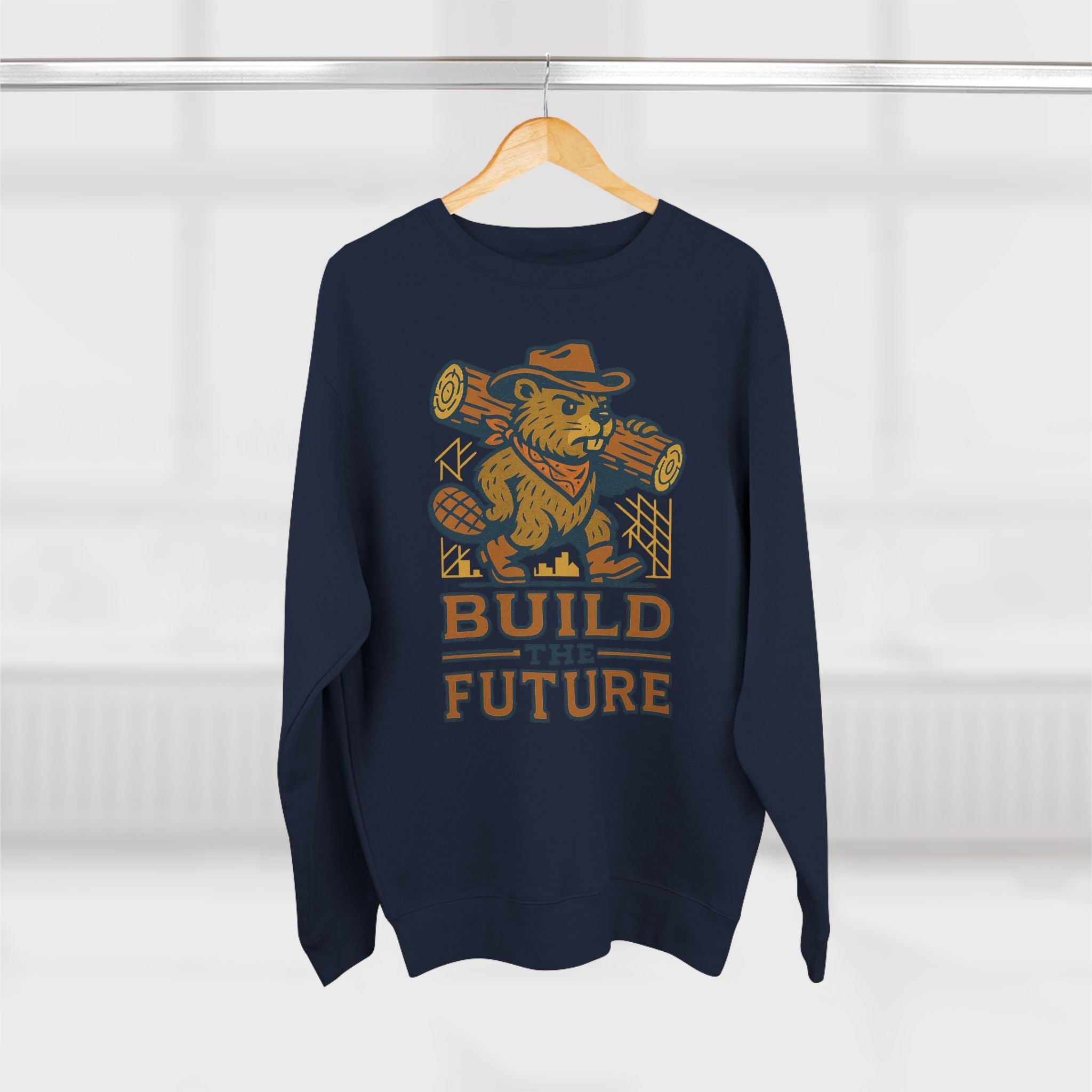 Cozy Unisex Beaver Crewneck Sweatshirt - Build the Future, Inspirational Gift for Dreamers, Casual Layer for Nature Lovers, Comfortable