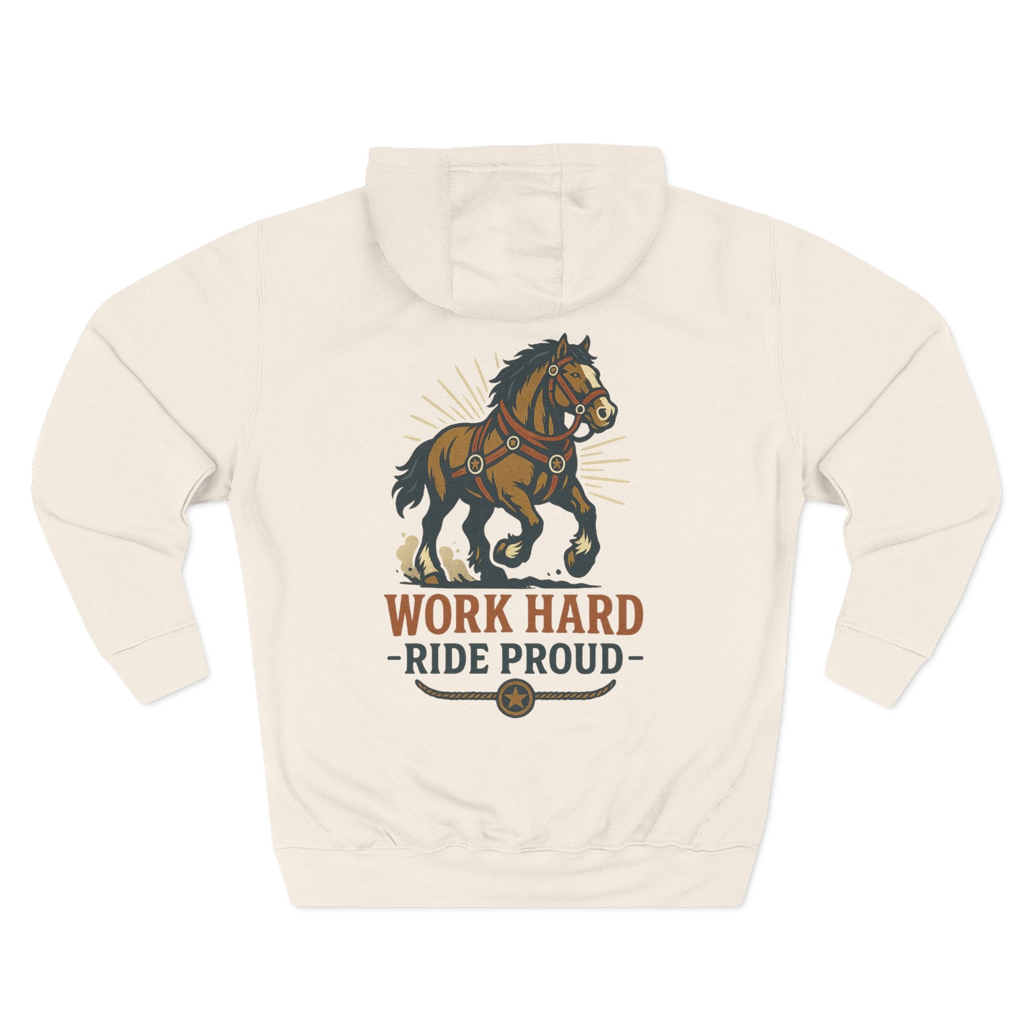 Cozy Horse Fleece Hoodie with Back Print - Cozy Fall Apparel for Outdoor Adventures, Nature Lover Gift, Warm Fall Layer, Perfect for Seasonal Celebrations