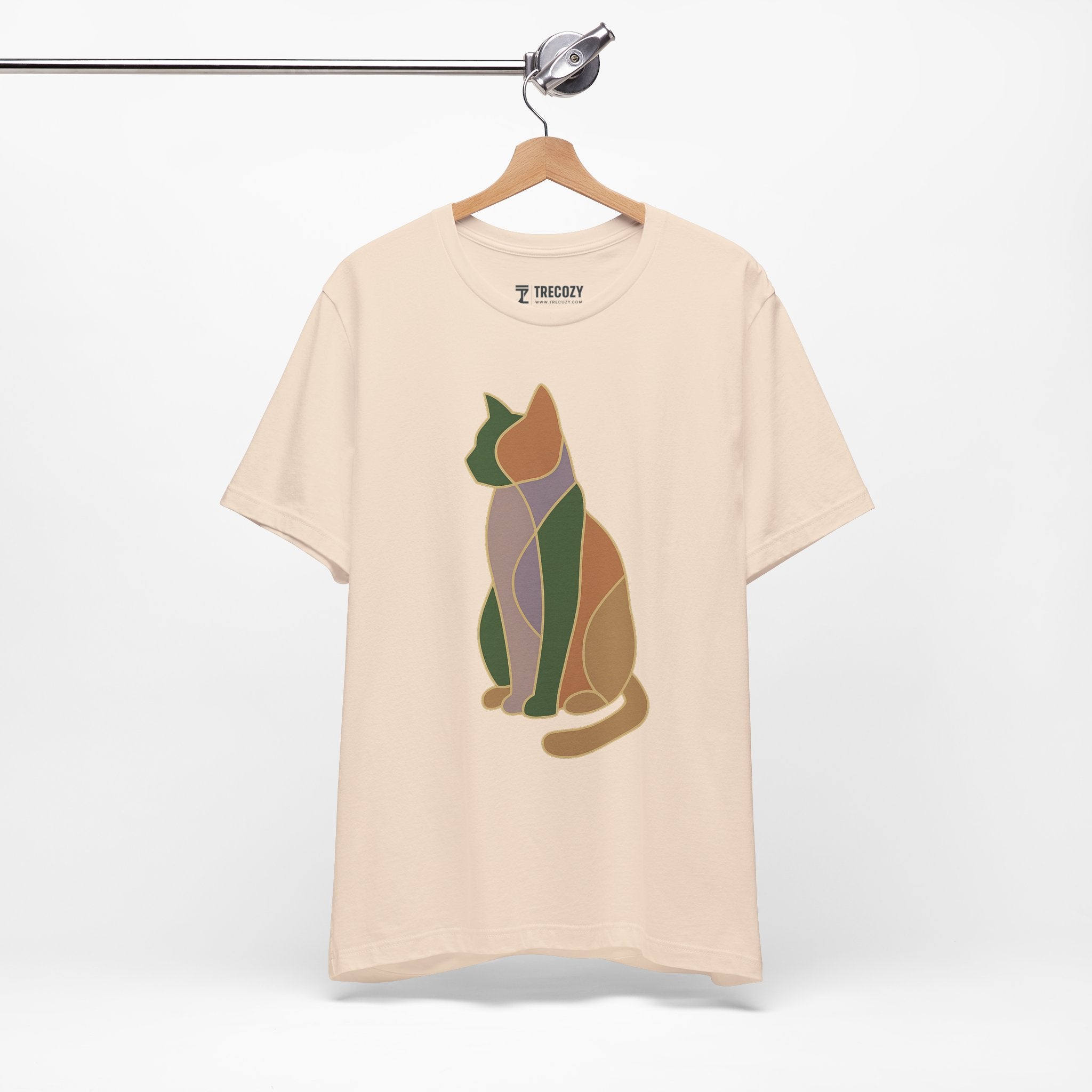 Colorful Geometric Cat Tee, Cozy Cat Lover Shirt, Gift for Pet Owners, Trending Cute Animal Top, Cute Cat Tee