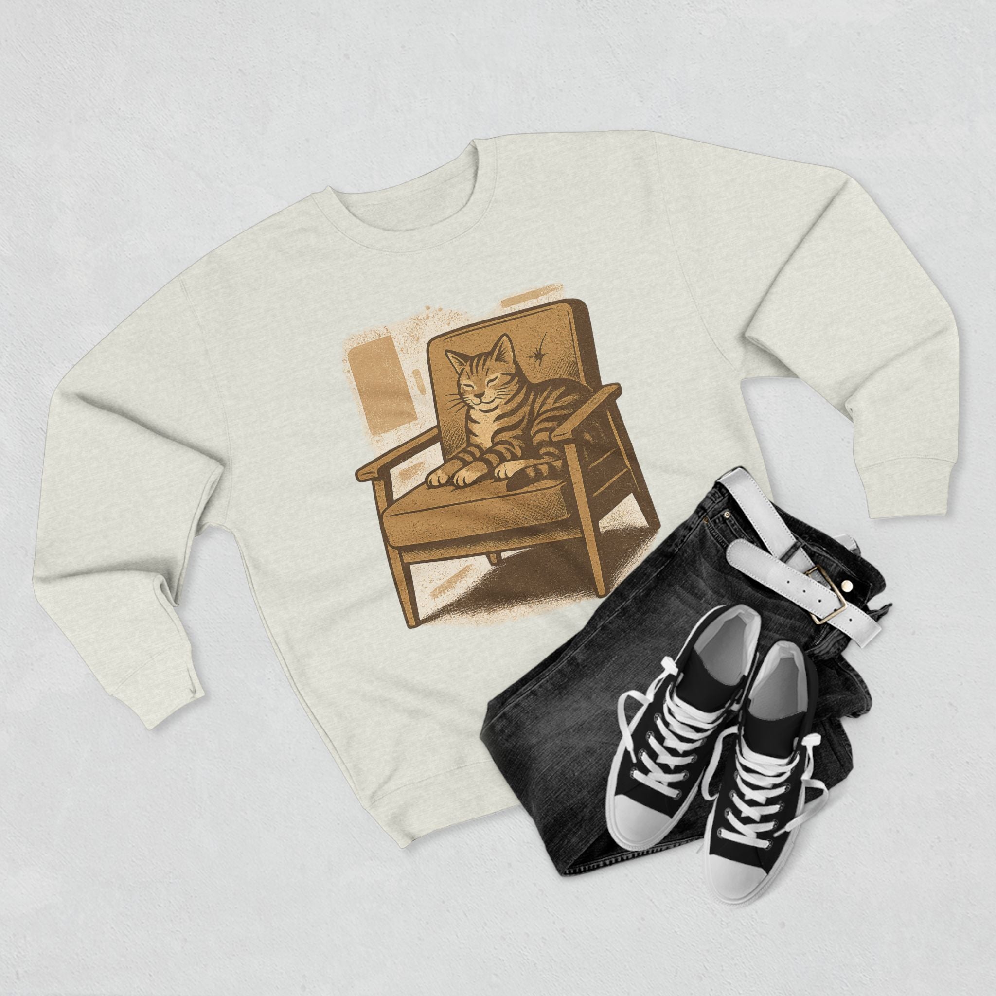 Cozy Sleepy Cat Sweatshirt, Perfect Gift for Cat Lovers, Casual Wear, Animal Lovers, Fall Fashion, Unisex Crewneck