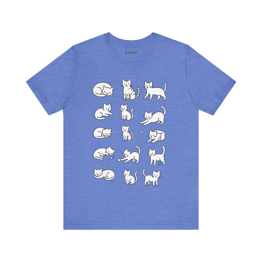 Multiple Cats Playing Tee, Cozy Cat Lover Shirt, Gift for Pet Owners, Cute Animal Top, Cat with Flowers