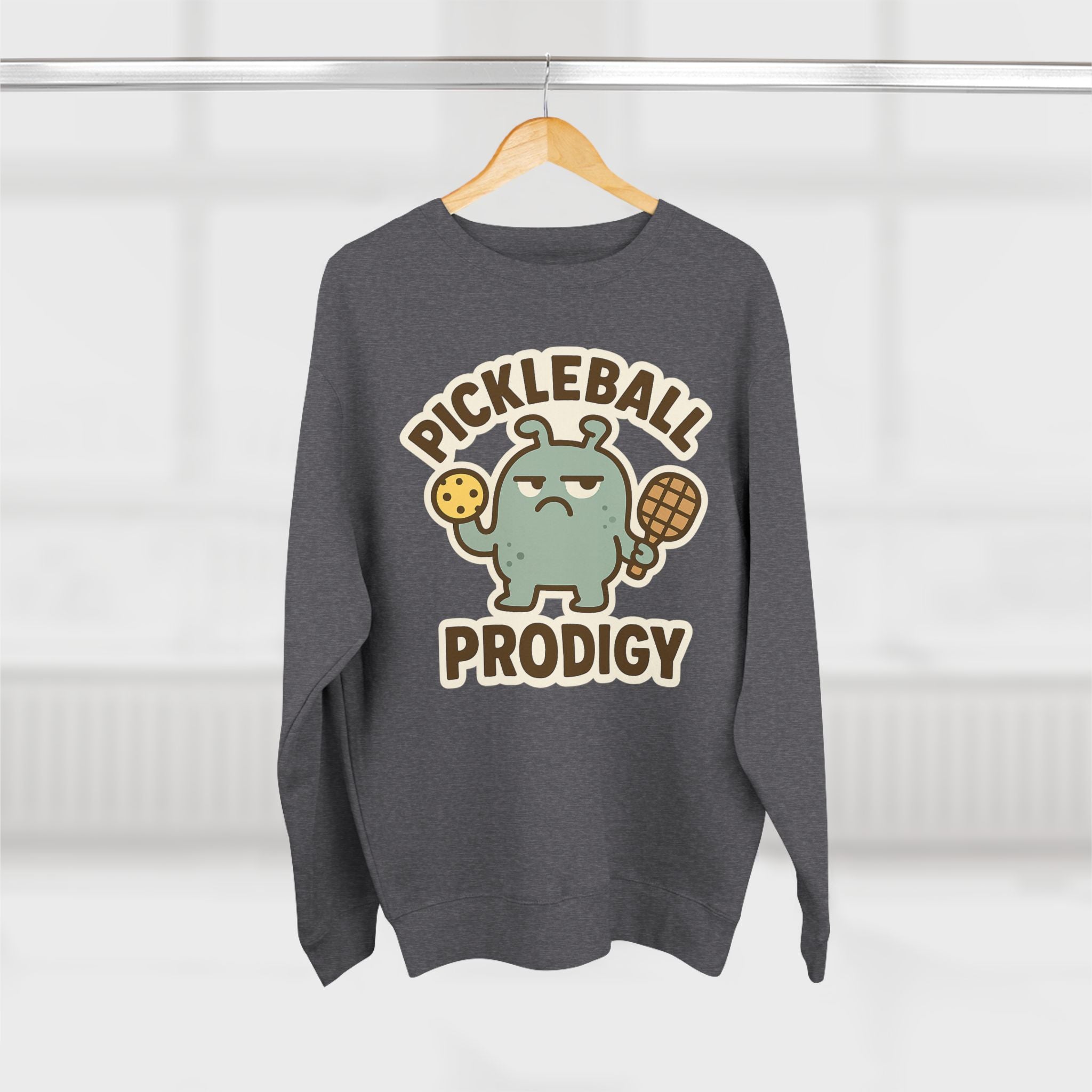 Pickleball Prodigy Unisex Crewneck Sweatshirt, Funny Pickleball Gift for Players, Sports Sweatshirt for Kids and Adults
