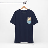 Cute Cat Pocket Tee, Cozy Cat Lover Shirt, Gift for Pet Owners, Cute Animal Top