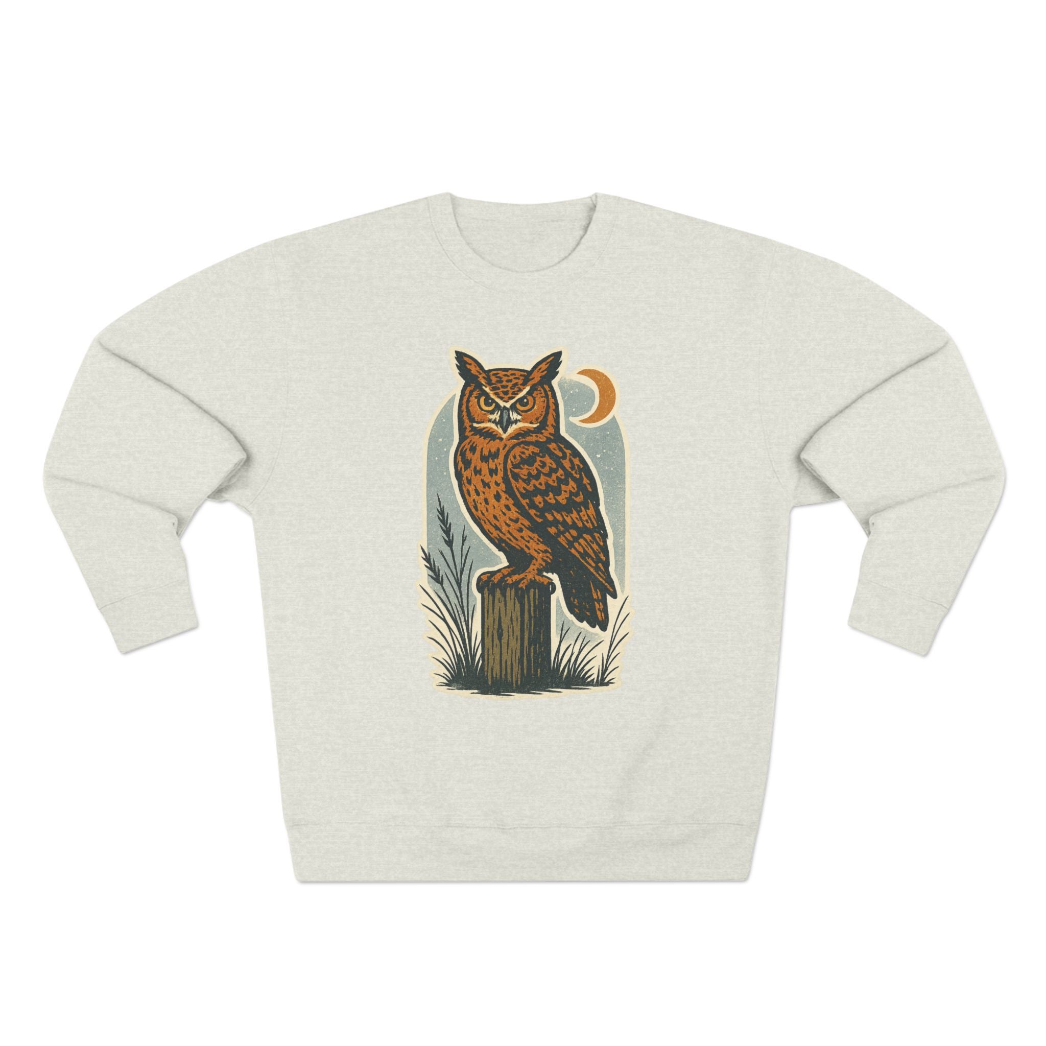 Vintage Owl Unisex Crewneck Sweatshirt - Cozy Fall Wear, Nature Lover Gift, Perfect for Halloween, Casual Comfy Style