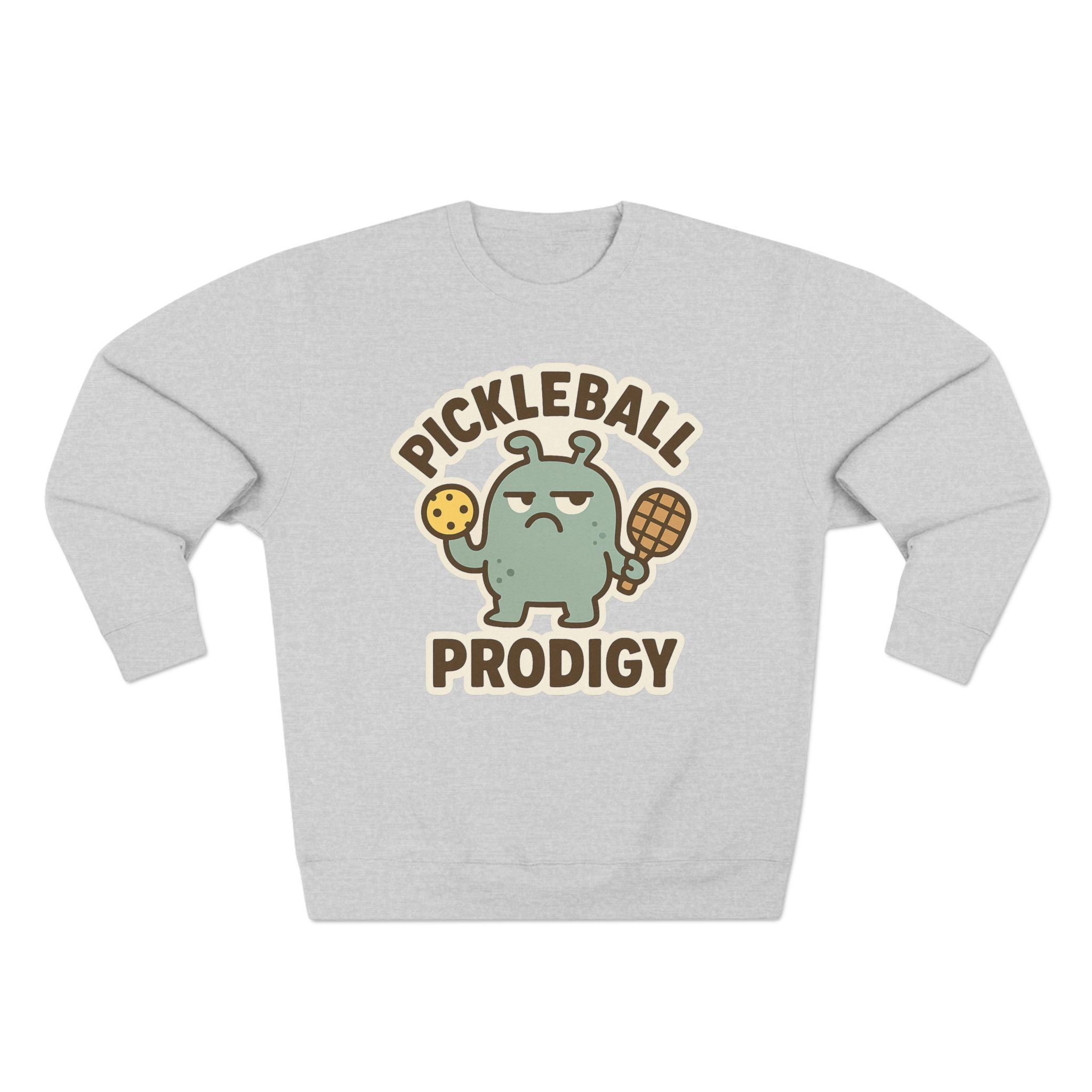 Pickleball Prodigy Unisex Crewneck Sweatshirt, Funny Pickleball Gift for Players, Sports Sweatshirt for Kids and Adults