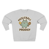 Pickleball Prodigy Unisex Crewneck Sweatshirt, Funny Pickleball Gift for Players, Sports Sweatshirt for Kids and Adults