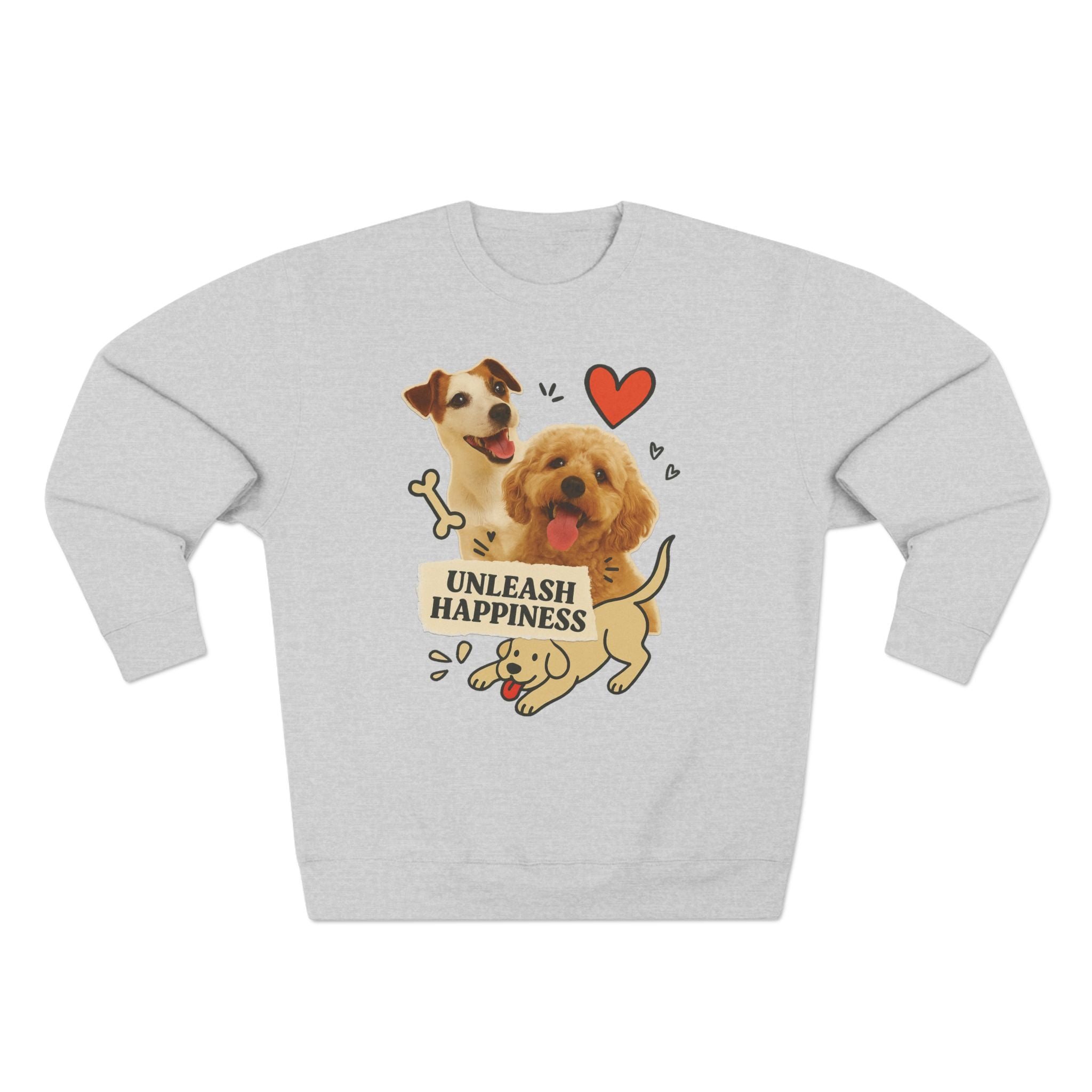 Unleash Happiness Dog Sweatshirt, Funny Pet Lover Gift, Cute Unisex Crewneck, Animal Lover Apparel, Cozy Gift for Dog Owners