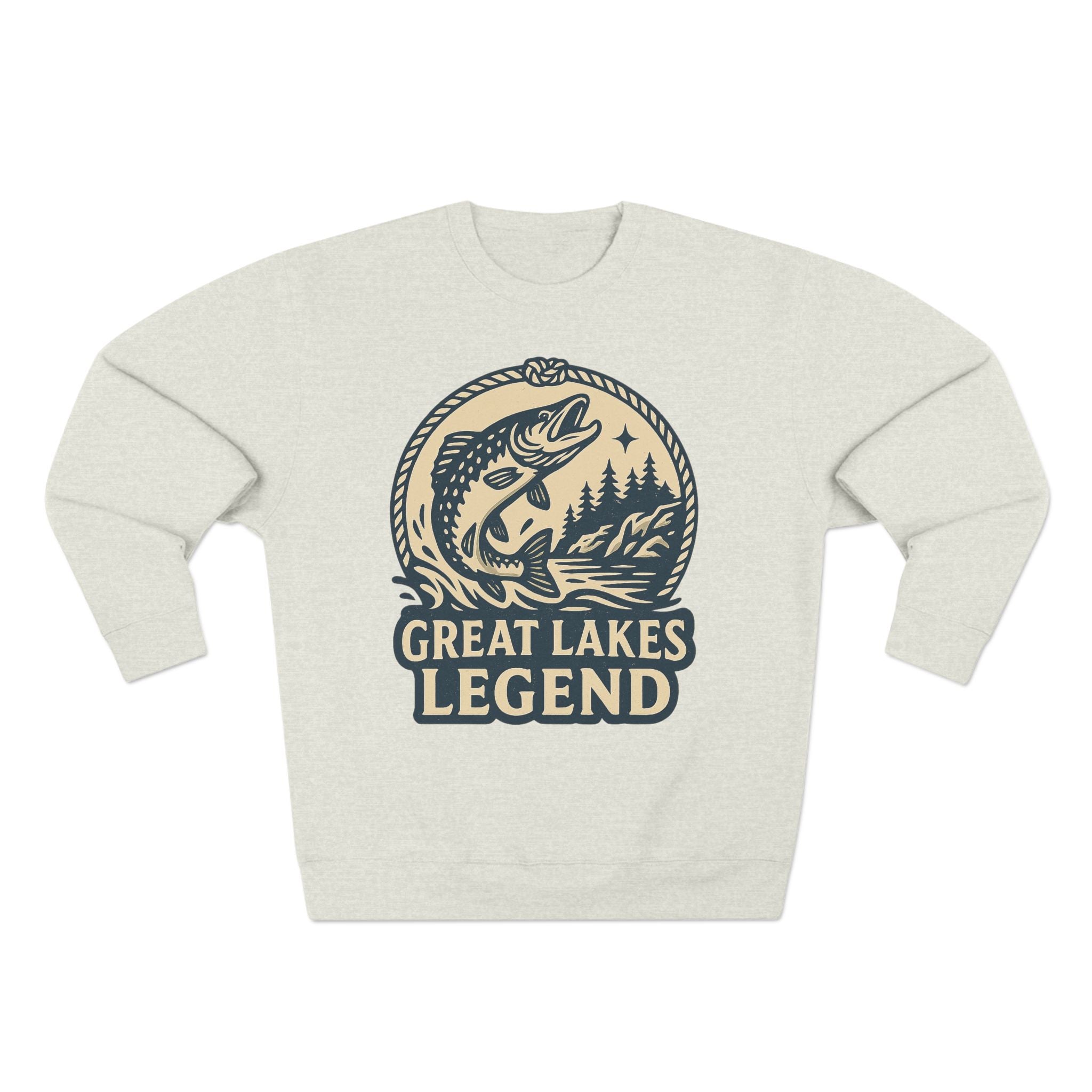 Great Lakes Legend Unisex Crewneck Sweatshirt | Cozy Outdoors Vibe, Perfect for Nature Lovers, Gift for Fishermen, Casual Wear, Fall Fashion