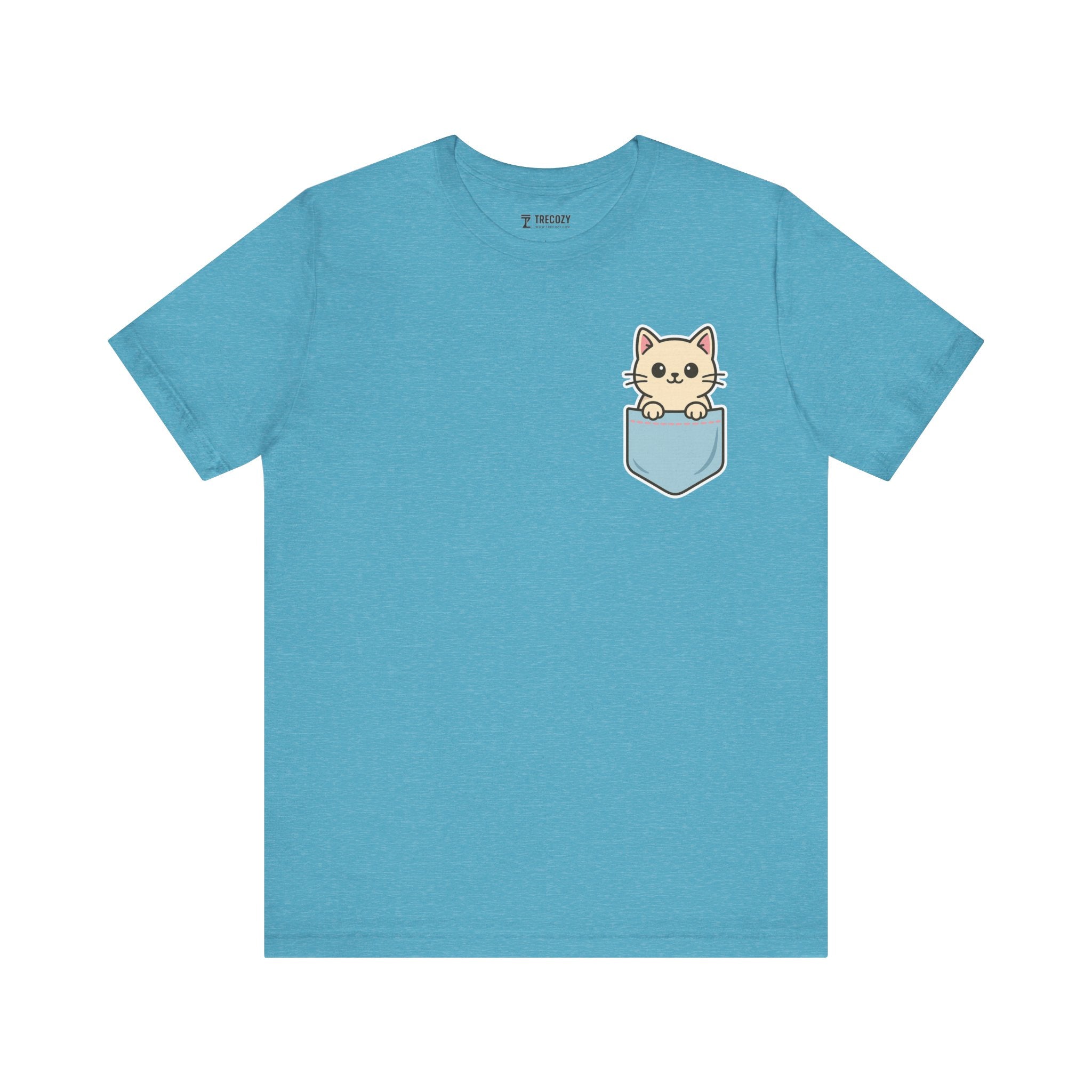 Cute Cat Pocket Tee, Cozy Cat Lover Shirt, Gift for Pet Owners, Cute Animal Top