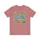 Catitude Purr More Stress Less Cat Tee, Cozy Cat Lover Shirt, Gift for Pet Owners, Trending Cute Animal Top, Cute Cat Tee
