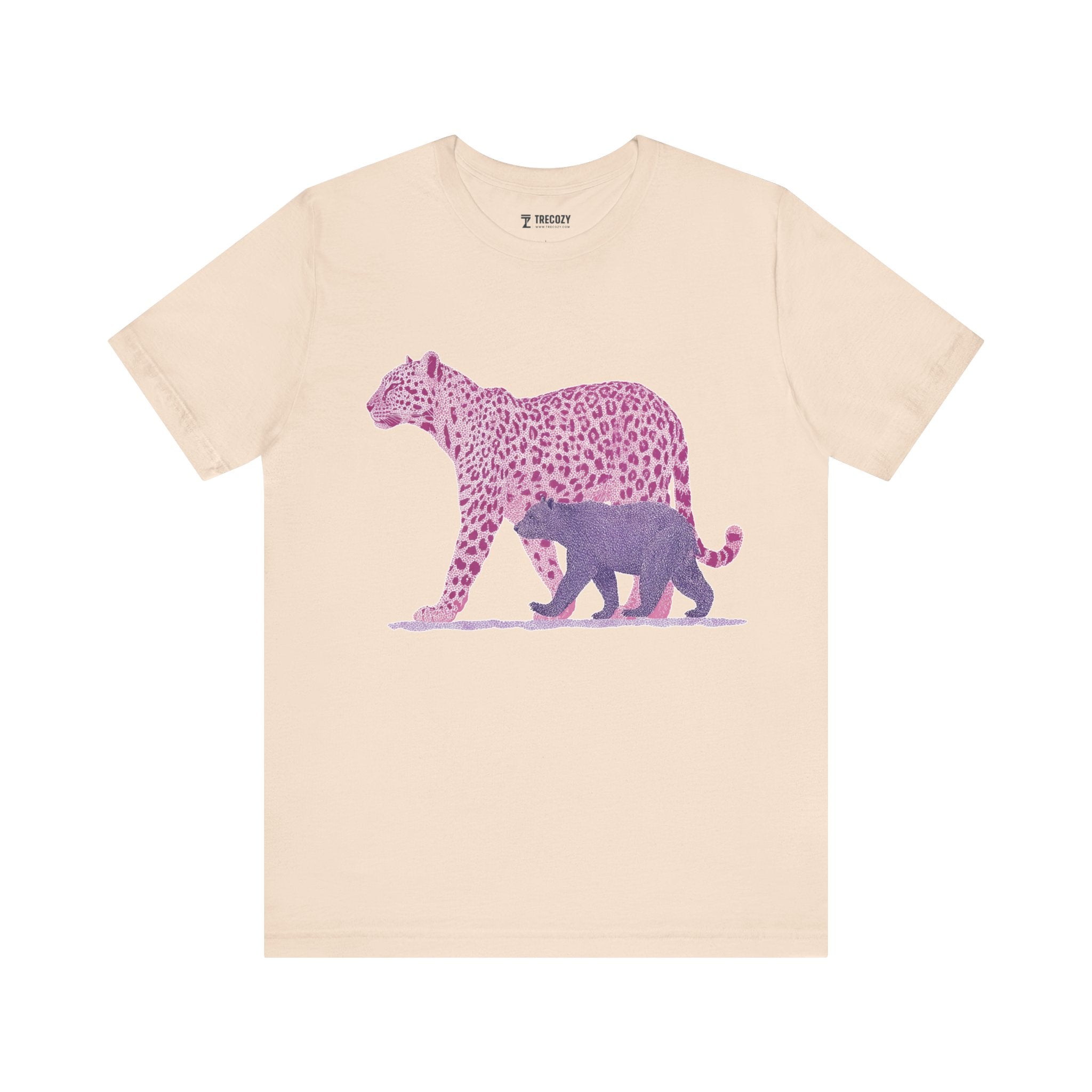 Leopard & Bear Duo – Artistic Wildlife T-Shirt, Bold Pink & Purple Animal Graphic Tee, Nature-Inspired Graphic Tee