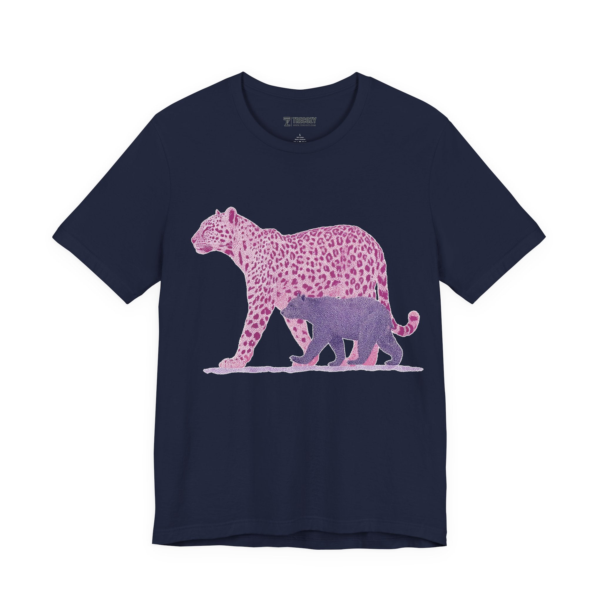 Leopard & Bear Duo – Artistic Wildlife T-Shirt, Bold Pink & Purple Animal Graphic Tee, Nature-Inspired Graphic Tee