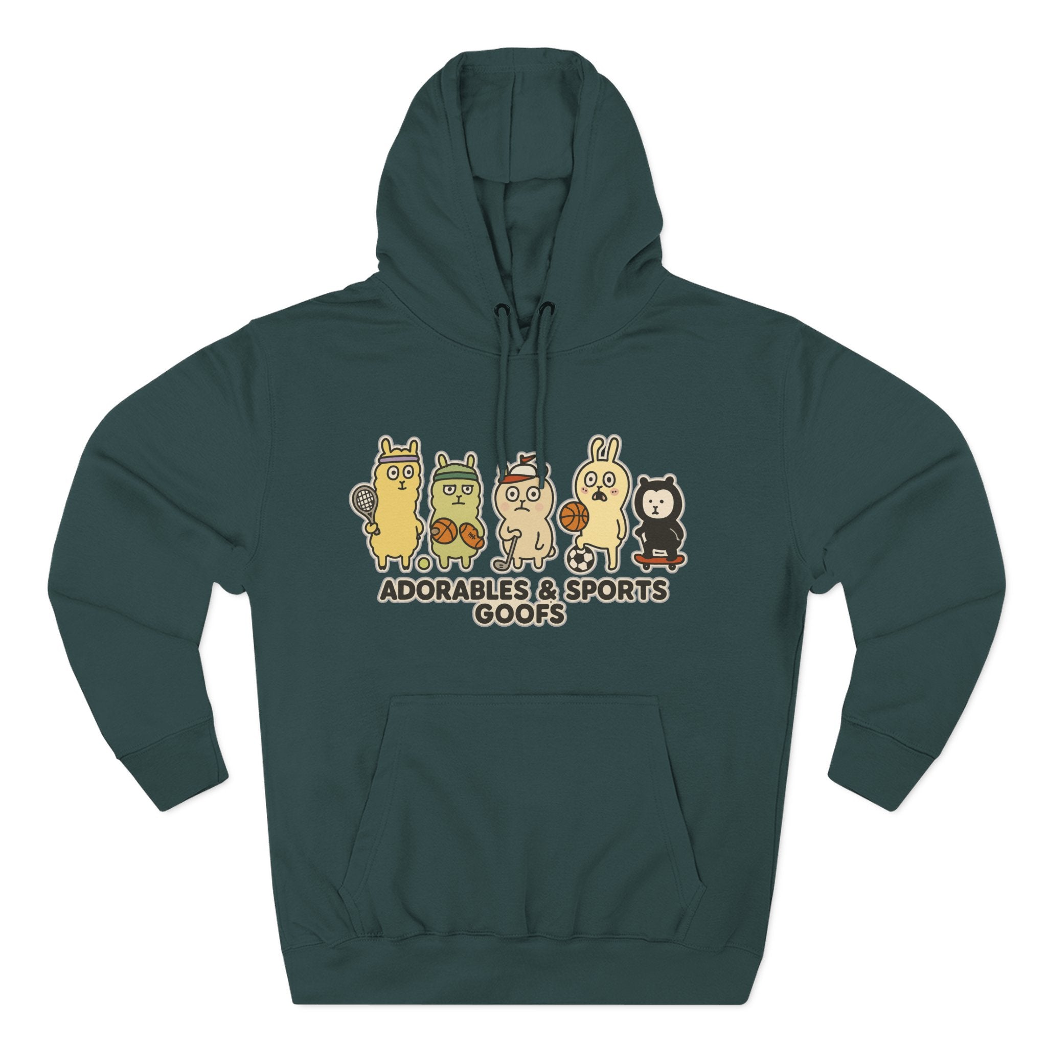 Adorable Characters Fleece Hoodie, Cozy Sweatshirt, Relaxed Apparel, Gift for Friends, Casual Wear, Chill Hoodie