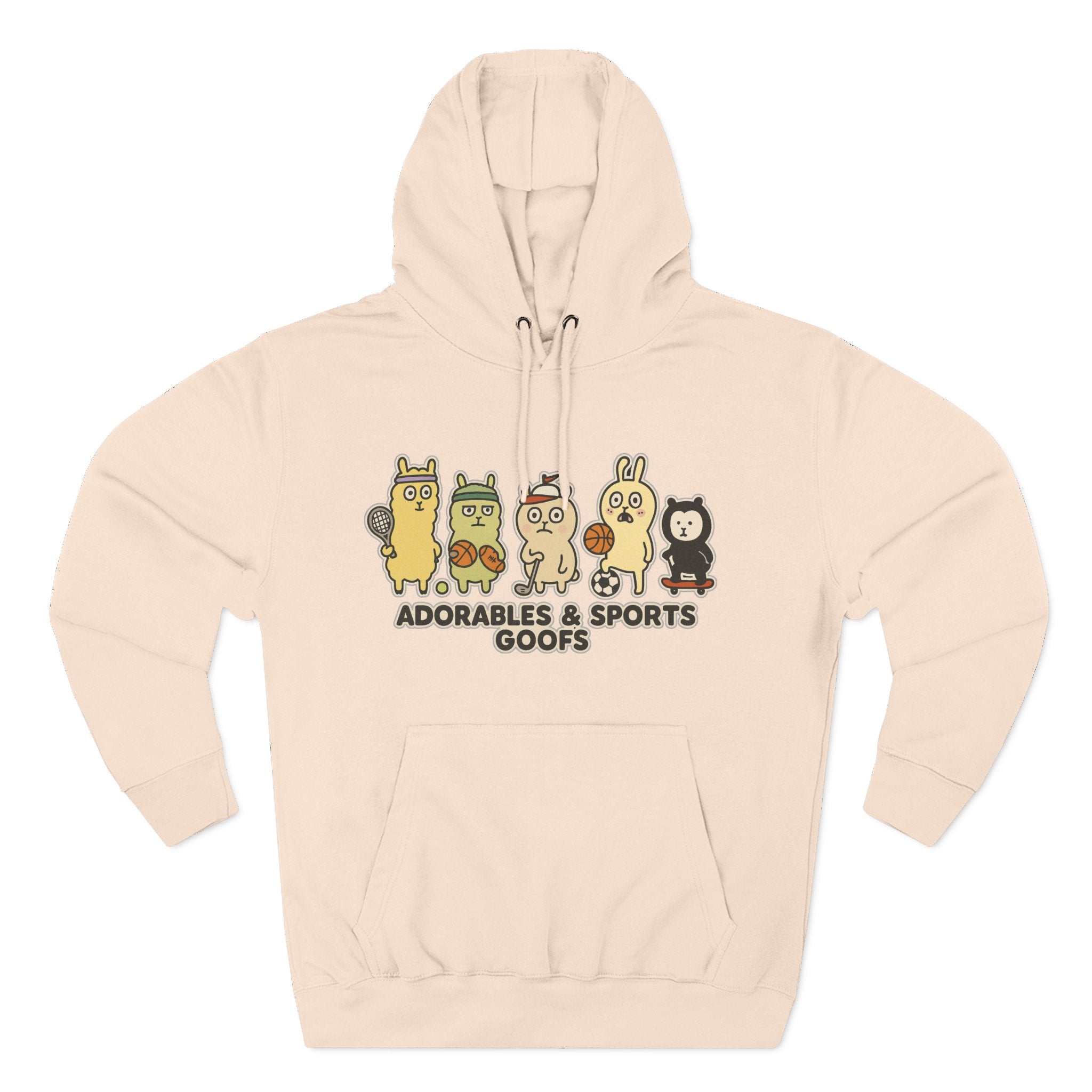 Adorable Characters Fleece Hoodie, Cozy Sweatshirt, Relaxed Apparel, Gift for Friends, Casual Wear, Chill Hoodie