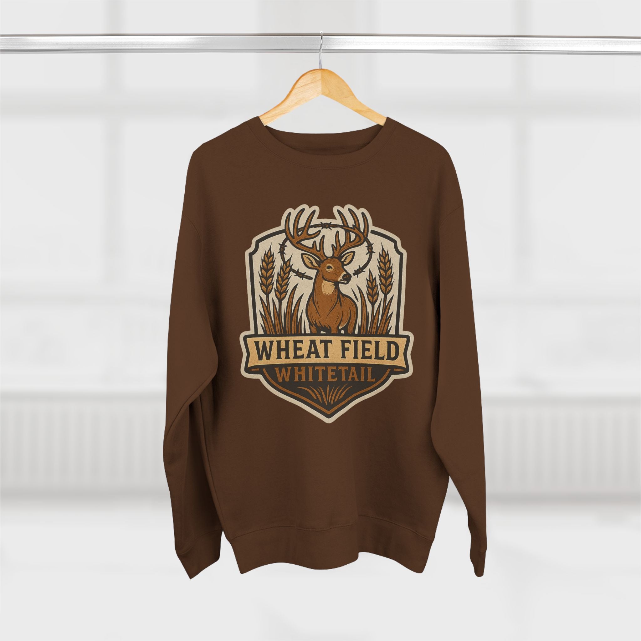 Wheat Field Whitetail Deer Sweatshirt - Unisex Cozy  Crewneck, Fall Fashion, Nature Lover Apparel, Casual Style
