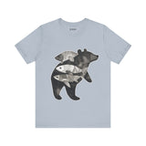 Bear & Fish – Nature T-Shirt, Artisan Wildlife Graphic Tee, Bear Graphic T-Shirt, Wildlife Lover Shirt