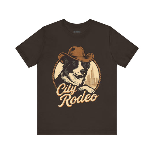 City Rodeo Unisex Tee – Vintage Graphic Dog T-Shirt for Outdoorsy Souls, Perfect Gift for Adventurers, Casual Wear, or Travel