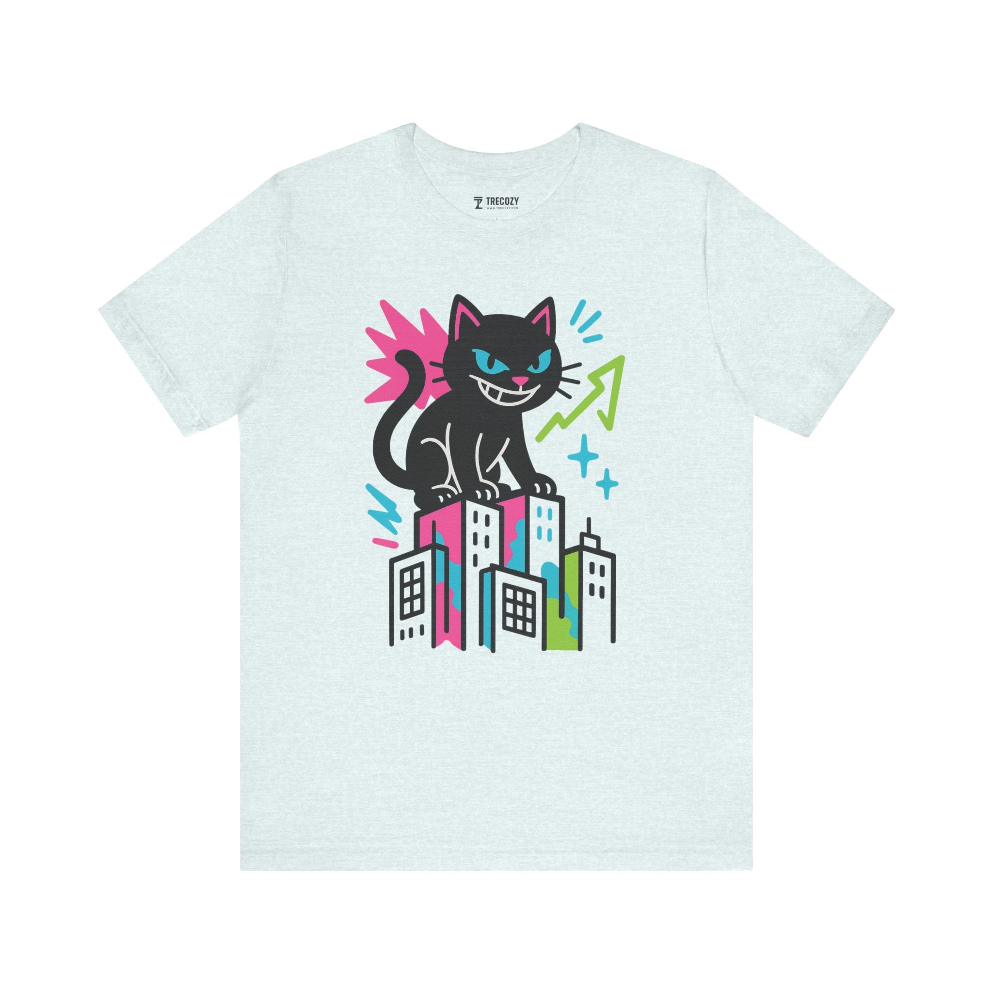 Catzilla Bold Cat Urban Tee - Graphic Rainbow Cat Shirt, Unisex Streetwear, Fun Graphic Tee, Cat Lover Gift, Vintage Style Clothing