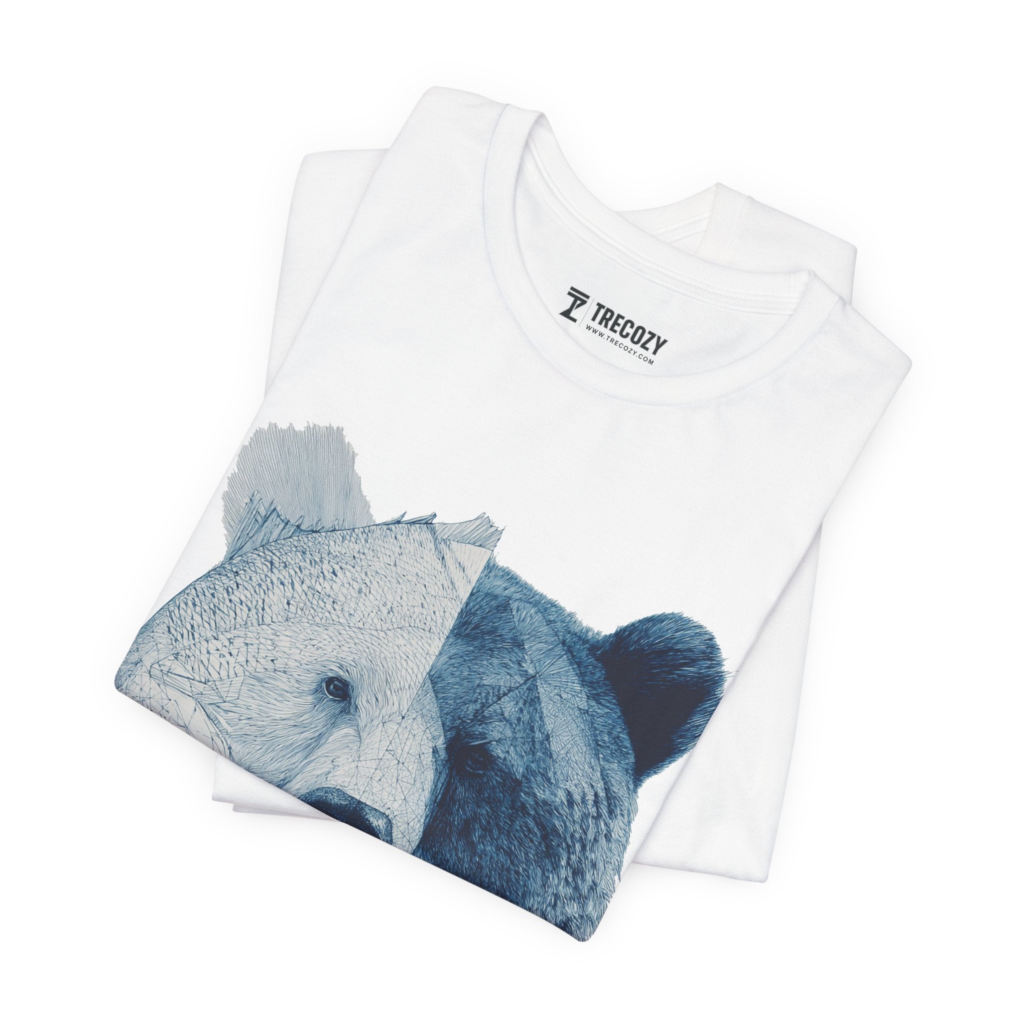Bear & Fish Duality – Artistic Wildlife Fusion T-Shirt, Nature-Inspired Graphic Tee
